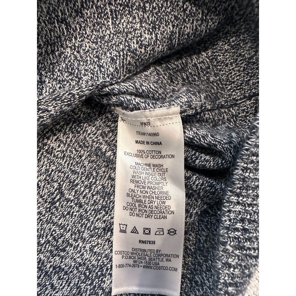 Nautica Heathered Navy Anchor Cotton Sweater Size Large - Picture 4 of 7